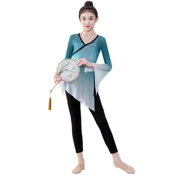 Детское платье для классических танцев Hanfu, платье для обучения танцам Yangko для девочек, костюм для китайских танцев