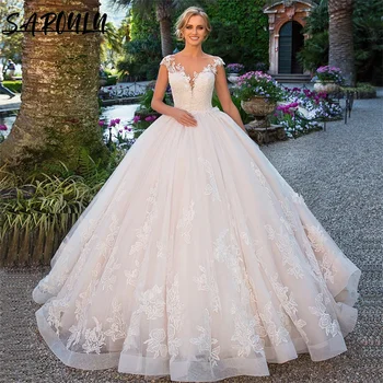 Романтическое дорогое свадебное платье с глубоким V-образным вырезом, Элегантное свадебное платье с кружевными аппликациями, Пляжное Vestidos De Novia