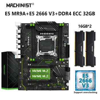 MACHINIST X99 Комплект материнской платы Xeon E5 2666 V3 процессор CPU Set LGA 2011-3 32GB DDR4 ECC RAM Memory Combo 2 × NVME M.2 USB3.0 MR9A